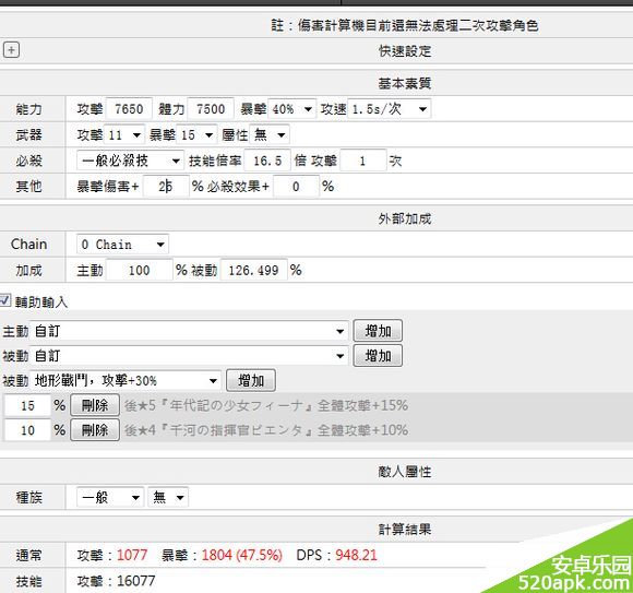 锁链战记新戒卡腹肌娘各种搭配属性技能图鉴