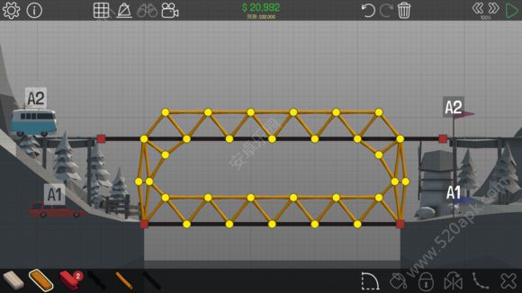 Poly_Bridge第1_12三星通关攻略_保利桥1_12三星教程