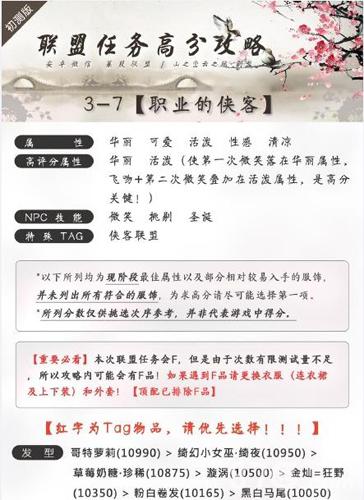 奇迹暖暖联盟委托3-7怎么过[职业的侠客高分搭配攻略]